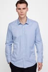Modern Slim Fit Pamuklu Kolay Ütü Armürlü Erkek Gri Gömlek
