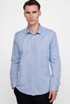 Modern Slim Fit Pamuklu Kolay Ütü Armürlü Erkek Gri Gömlek