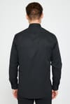 Modern Slim Fit Uzun Kollu Pamuklu Kolay Ütü Armürlü Erkek Siyah Gömlek