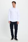 Modern Slim Fit Uzun Kollu Pamuklu Kolay Ütü Armürlü Beyaz Erkek Gömlek