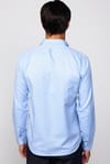 Modern Slim Fit Pamuklu Kolay Ütü Armürlü Mavi Erkek Gömlek