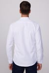 Modern Slim Fit Pamuklu Kolay Ütü Armürlü Beyaz Erkek Gömlek