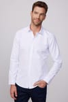 Modern Slim Fit Pamuklu Kolay Ütü Armürlü Beyaz Erkek Gömlek