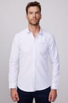 Modern Slim Fit Pamuklu Kolay Ütü Armürlü Beyaz Erkek Gömlek