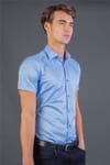 Modern Slim Fit Kısa Kol Düz Saten Erkek Gömlek