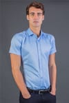 Modern Slim Fit Kısa Kol Düz Saten Erkek Gömlek