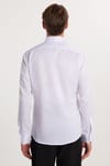 Erkek Modern Slim Fit Düz Saten Pamuklu Beyaz Gömlek