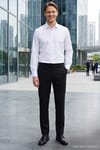 Erkek Modern Slim Fit Düz Saten Pamuklu Beyaz Gömlek