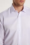 Erkek Modern Slim Fit Düz Saten Pamuklu Beyaz Gömlek