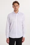 Erkek Modern Slim Fit Düz Saten Pamuklu Beyaz Gömlek