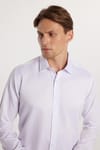 Erkek Modern Slim Fit Düz Saten Pamuklu Beyaz Gömlek