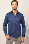 Modern Slim Fit Düz Saten Erkek Gömlek