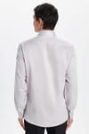 Erkek Modern Slim Fit Düz Saten Pamuklu Bej Gömlek