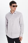 Erkek Modern Slim Fit Düz Saten Pamuklu Bej Gömlek