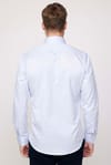 Modern Slim Fit Düz Saten Pamuklu Erkek Mavi Gömlek