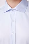 Modern Slim Fit Düz Saten Pamuklu Erkek Mavi Gömlek