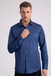 Modern Slim Fit Düz Saten Erkek Gömlek