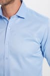 Modern Slim Fit Uzun Kollu Düz Saten Pamuklu Erkek Mavi Gömlek