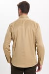 Erkek Modern Slim Fit Düz Saten Pamuklu Krem Gri Gömlek