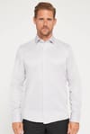 Modern Slim Fit Uzun Kollu Düz Saten Pamuklu Erkek Gri Gömlek