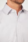 Modern Slim Fit Uzun Kollu Düz Saten Pamuklu Erkek Gri Gömlek