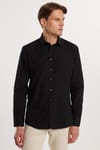Modern Slim Fit Uzun Kollu Pamuklu Kolay Ütü Erkek Siyah Gömlek