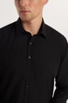 Modern Slim Fit Uzun Kollu Pamuklu Kolay Ütü Erkek Siyah Gömlek