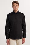 Modern Slim Fit Uzun Kollu Pamuk Saten Premium Seri Erkek Siyah Gömlek