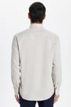 Erkek Modern Slim Fit Pamuklu Düz Bej Gömlek