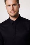 Modern Slim Fit Pamuklu Kolay Ütü Armürlü Erkek Siyah Gömlek