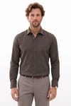Modern Slim Fit Pamuklu Kolay Ütü Armürlü Erkek Gömlek