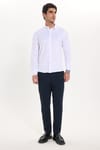 Modern Slim Fit Uzun Kollu Düz Saten Pamuklu Erkek Beyaz Gömlek