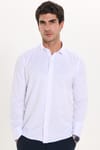 Modern Slim Fit Uzun Kollu Düz Saten Pamuklu Erkek Beyaz Gömlek