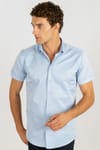 Modern Slim Fit Kısa Kol Kravat Yaka Gömlek