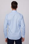Modern Fit %100 Pamuk Armürlü Leke Tutmaz Mavi Gömlek