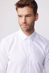 Modern Fit %100 Pamuk Armürlü Premium Erkek Beyaz Gömlek