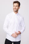 Modern Fit %100 Pamuk Armürlü Premium Erkek Beyaz Gömlek