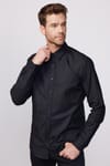Modern Fit %100 Pamuk Armürlü Premium Erkek Siyah Gömlek