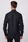 Modern Fit %100 Pamuk Armürlü Premium Erkek Siyah Gömlek