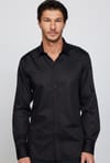 Modern Fit %100 Pamuk Armürlü Premium Siyah Erkek Gömlek