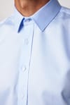Modern Fit %100 Pamuk Armürlü Premium Mavi  Erkek Gömlek