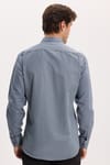 Modern Slim Fit Uzun Kollu Pamuklu Kolay Ütü Armürlü Gri Erkek Gömlek