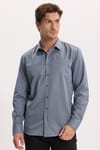 Modern Slim Fit Uzun Kollu Pamuklu Kolay Ütü Armürlü Gri Erkek Gömlek