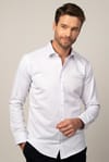 Modern Fit Uzun Kol Baskılı Yaka İçi Biyeli Erkek Gömlek