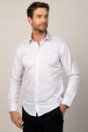 Modern Fit Uzun Kol Baskılı Yaka İçi Biyeli Erkek Gömlek