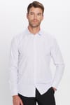 Erkek Modern Slim Fit Dar Kesim Uzun Kollu Pamuklu Çizgili 4 Mevsim İtalyan Yaka Gömlek