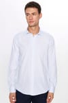 Erkek Modern Slim Fit Dar Kesim Uzun Kollu Pamuklu Çizgili 4 Mevsim İtalyan Yaka Gömlek-31713