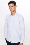 Erkek Modern Slim Fit Dar Kesim Uzun Kollu Pamuklu Çizgili 4 Mevsim İtalyan Yaka Gömlek-31713
