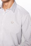 Erkek Modern Slim Fit Dar Kesim Uzun Kollu Pamuklu 4 Mevsim Çizgili Düğmeli Yaka Gömlek