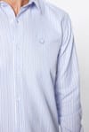 Erkek Modern Slim Fit Dar Kesim Uzun Kollu Pamuklu 4 Mevsim Çizgili Düğmeli Yaka Gömlek